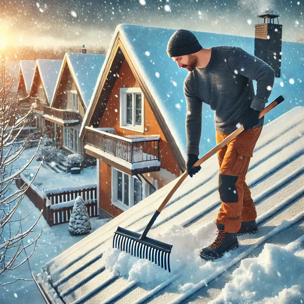 Cleaning Snow Off Roof